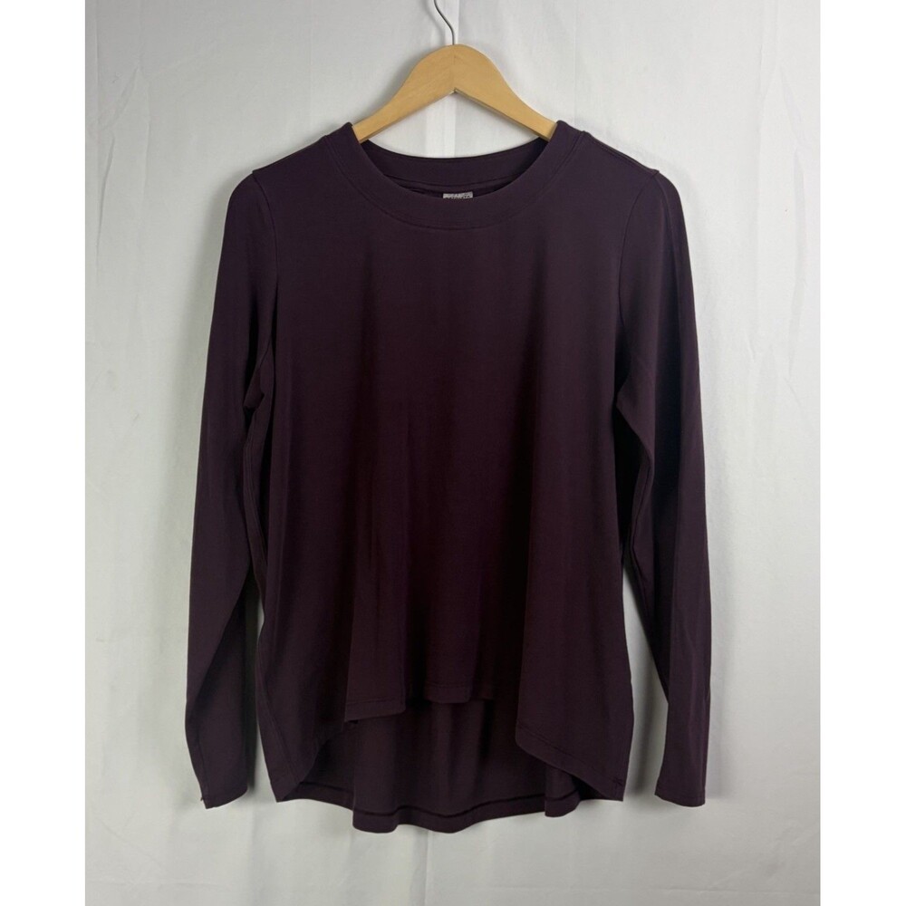 Athleta Women's SZ Small Purple Knit T Shirt Long Sleeve Plum Acitve Gym EUC